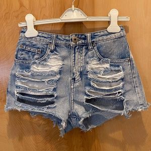 High-waisted distressed shorts size small